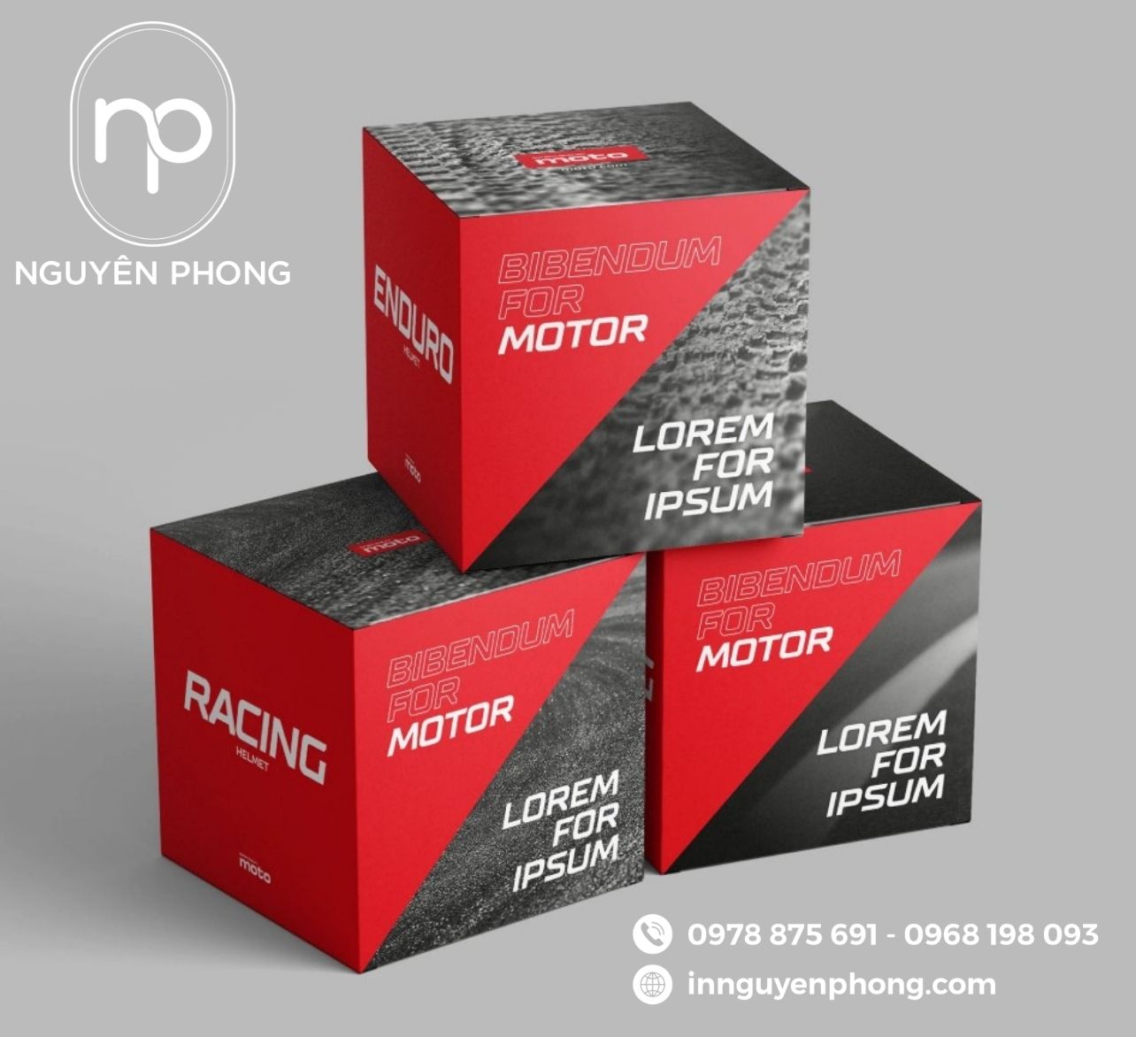 Mẫu hộp carton đựng mũ bảo hiểm nổi bật 